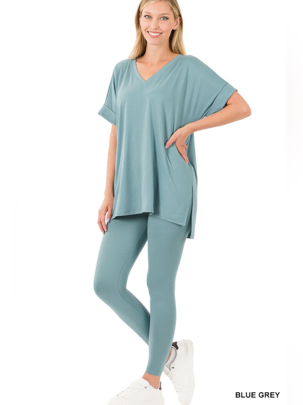 🆕 Matching Set - Zenana V-Neck Short Sleeve & Leggings